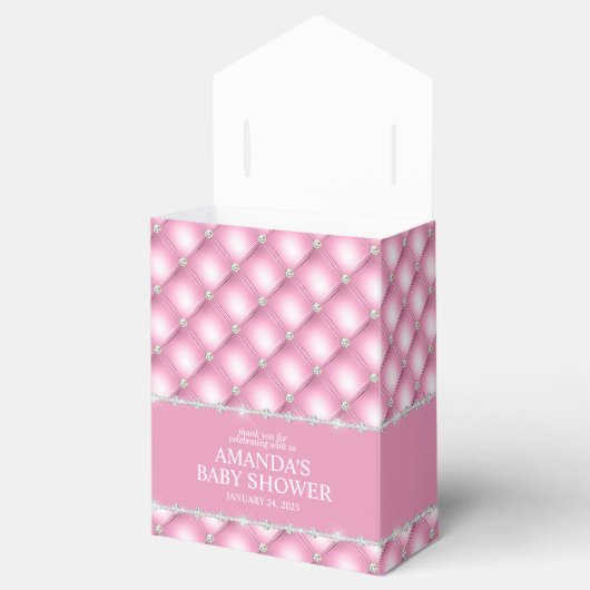 Roze en Zilver Gepluimde Favoriet Doosje (Geopend)