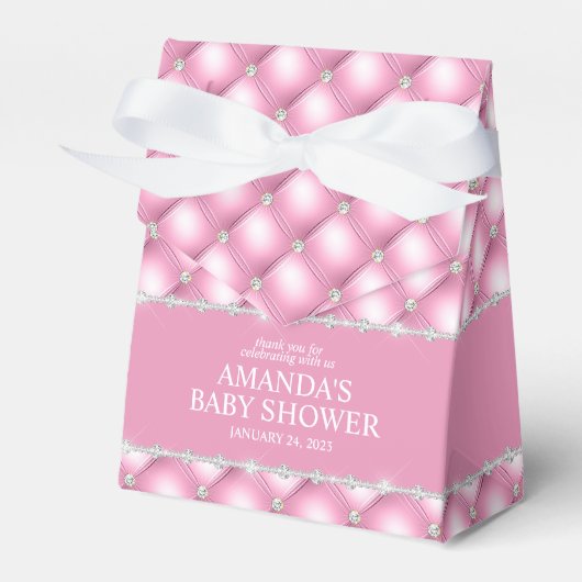 Roze en Zilver Gepluimde Favoriet Doosje (Voorkant Zijde)