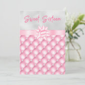 Roze en Zilver Getufte Parels Zoet Zestien Kaart (Staand voorkant)