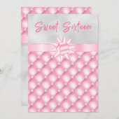 Roze en Zilver Getufte Parels Zoet Zestien Kaart (Voorkant / Achterkant)