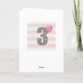 Roze en zilver Glitter 3rd Birthday Girl Kaart (Achterkant)