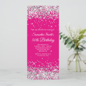 Roze en Zilver Glitter 50ste Verjaardag Kaart (Staand voorkant)