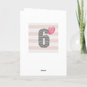 Roze en Zilver Glitter 6 jaar verjaardagsmeisje Kaart (Achterkant)