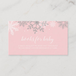 Roze en Zilver Glitter Sneeuwvlok Boeken voor baby Informatiekaartje