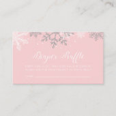 Roze en zilver Glitter Snowflake Diaper Raffle Informatiekaartje (Voorkant)