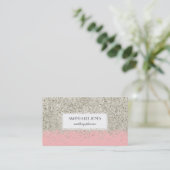Roze en zilver Glitter Visitekaartje (Staand voorkant)