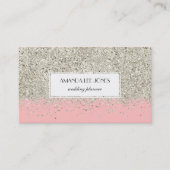 Roze en zilver Glitter Visitekaartje (Voorkant)