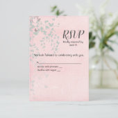 Roze en zilver Leaf RSVP (Staand voorkant)