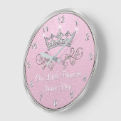 Roze en zilver Onze kleine Prince Clock, Jouw teks Grote Klok (Hoek)