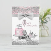 Roze en zilver Quinceanera Kaart (Staand voorkant)