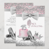 Roze en zilver Quinceanera Kaart (Voorkant / Achterkant)