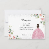 roze en zilver quinceanera rsvp - kaarten in het s (Voorkant)