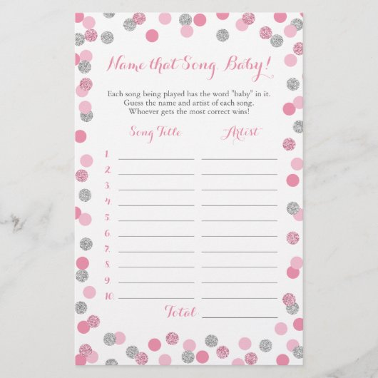 Roze en zilver raden het Baby Song Baby shower Gam (Voorkant)