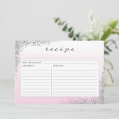 Roze en Zilver Receptkaart Kaart (Staand voorkant)