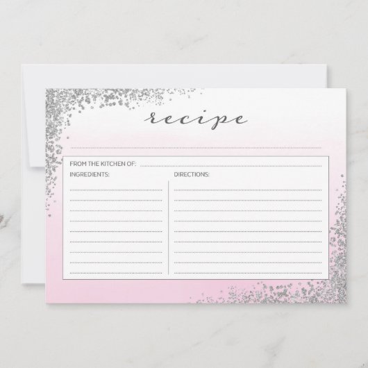 Roze en zilver Recipe Kaart (Voorkant)