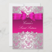 Roze en zilver Roos Sweet Sixteen nodigt uit Kaart (Voorkant)