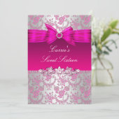 Roze en zilver Roos Sweet Sixteen nodigt uit Kaart (Staand voorkant)