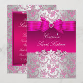 Roze en zilver Roos Sweet Sixteen nodigt uit Kaart (Voorkant / Achterkant)
