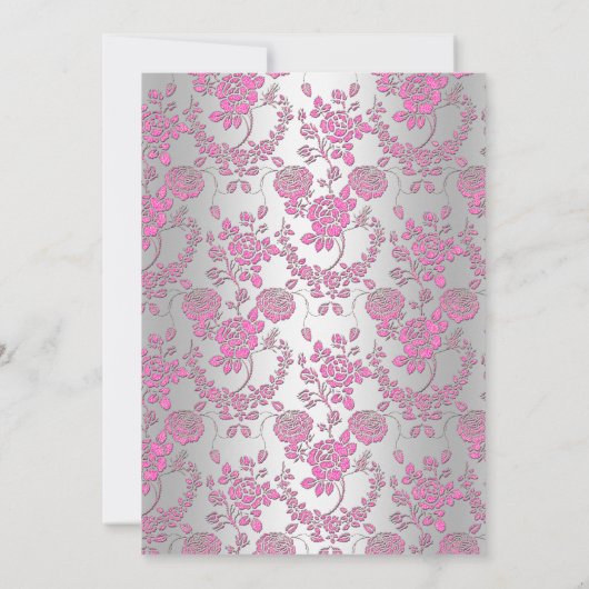 Roze en zilver Roos Vrijgezellenfeest uitnodigen Kaart (Achterkant)