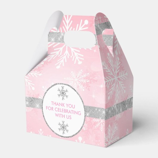 Roze en zilver Snowflake Bedankdoosjes (Achterkant)