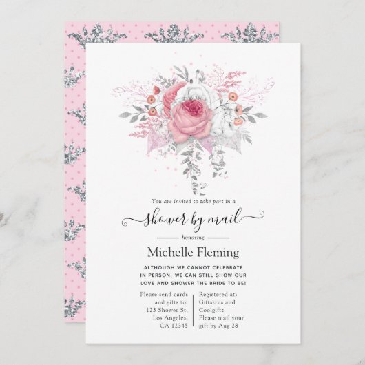 Roze en zilver Vrijgezellenfeest per post Kaart (Voorkant / Achterkant)