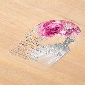 Roze en zilver Vrijgezellenfeest voor het huwelijk Acryl Uitnodigingen (Laagn)