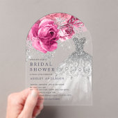 Roze en zilver Vrijgezellenfeest voor het huwelijk Acryl Uitnodigingen (Insitu (Draagbaar))