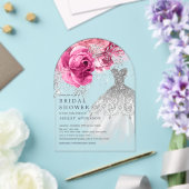 Roze en zilver Vrijgezellenfeest voor het huwelijk Acryl Uitnodigingen (Insitu (Huwelijk))