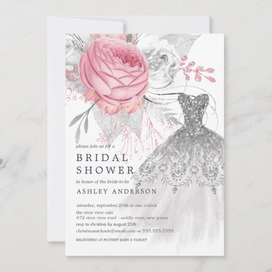 Roze en zilver Vrijgezellenfeest voor het huwelijk Kaart (Voorkant)