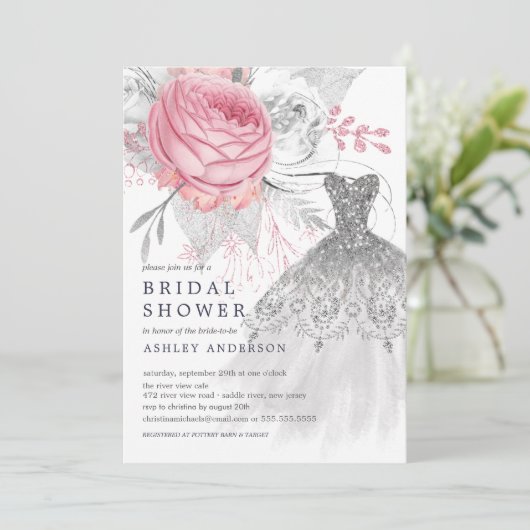 Roze en zilver Vrijgezellenfeest voor het huwelijk Kaart