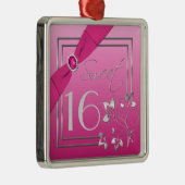 Roze en zilverbloemige zweet Sixtiaanse sierplante Metalen Ornament (Rechts)