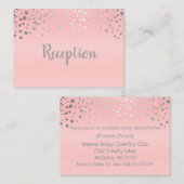 Roze en zilverConfetti Stippen - Ontvangst Informatiekaartje (Voorkant / Achterkant)