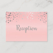 Roze en zilverConfetti Stippen - Ontvangst Informatiekaartje (Voorkant)