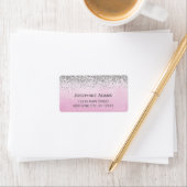 Roze en zilveren Adresetiketten Etiket (Insitu)