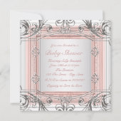 Roze en Zilveren Baby Meisje Douche Kaart (Achterkant)