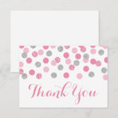 Roze en Zilveren Baby shower Dank u Kaarten Plat (Voorkant / Achterkant)