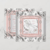 Roze en zilveren babyshower voor meisje kaart (Voorkant / Achterkant)