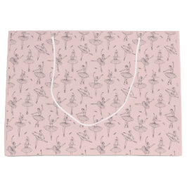 Roze en Zilveren Ballerina Patroon Groot Cadeauzakje