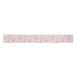 Roze en Zilveren Ballerina Patroon Satijnen Lint