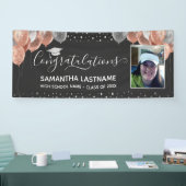 Roze en Zilveren Ballonnen Afstuderen Banner (Beurs)