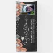 Roze en Zilveren Ballonnen Afstuderen Banner (Verticaal)