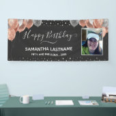 Roze en zilveren ballonnen van de Birthday Party B Spandoek (Beurs)