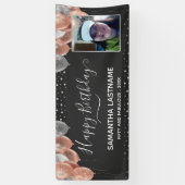 Roze en zilveren ballonnen van de Birthday Party B Spandoek (Verticaal)