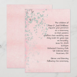 Roze en Zilveren Blad Kaart