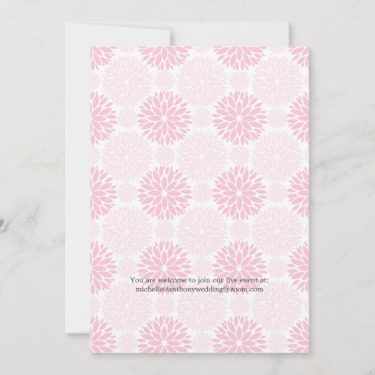 Roze en zilveren bloemachtige gereduceerde huwelij aankondiging (Achterkant)