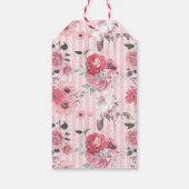 Roze en zilveren bloemen cadeaulabel (Achterkant)