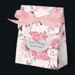 Roze en zilveren bloemig bedankdoosjes<br><div class="desc">Roze en zilveren roos thema favoriet doos aanpasbaar aan uw evenement details.</div>