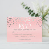 Roze en zilveren Confetti Stippen - RSVP (Staand voorkant)