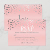 Roze en zilveren Confetti Stippen - RSVP Kaartje (Voorkant / Achterkant)