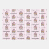 Roze en zilveren cupcakes inpakpapier vel (Voorkant 3)